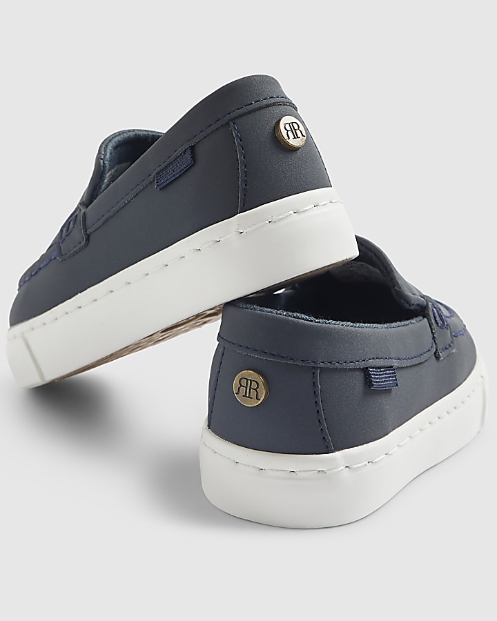 river island Mini Boys Navy Loafers