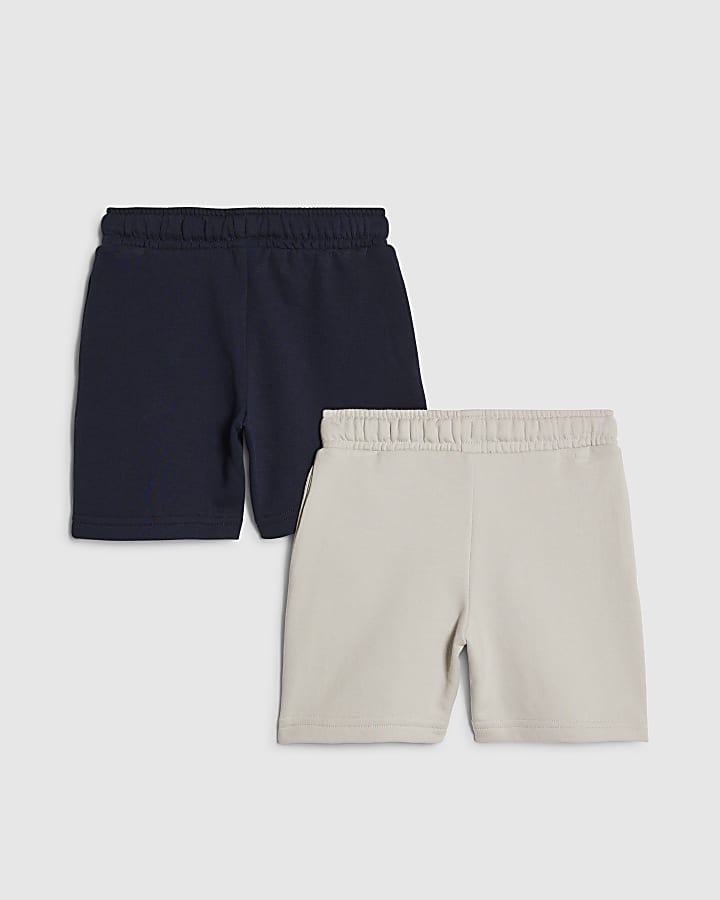 River Island Mini Boys Navy RR Pack Of 2 Shorts