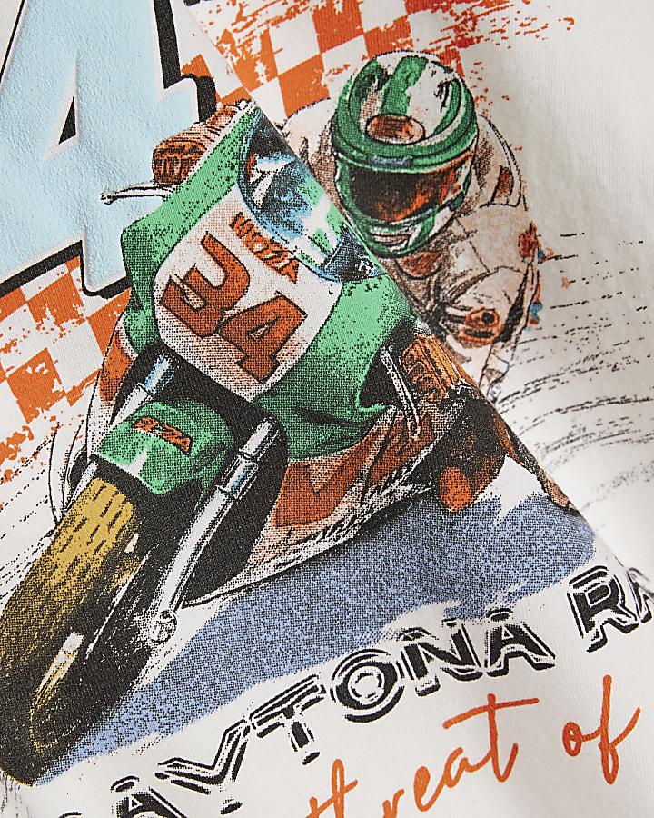 River Island Mini Boys White 94 Bike T-Shirt