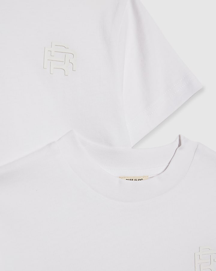 River Island Mini Boys White RR Pack Of 3 T-Shirts