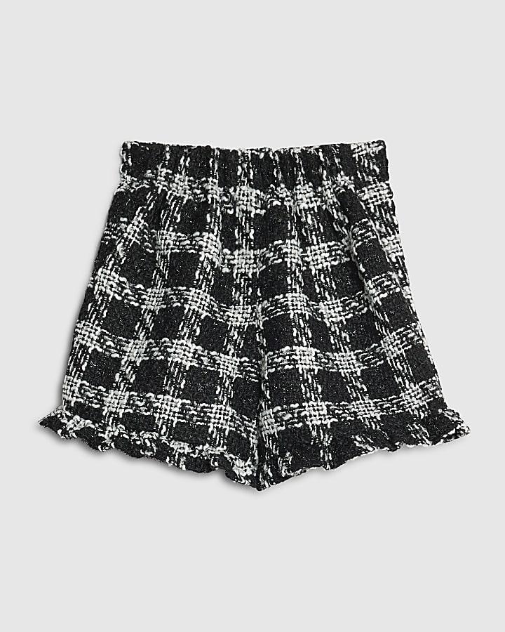 River Island Mini Girls Black Boucle Frill Shorts