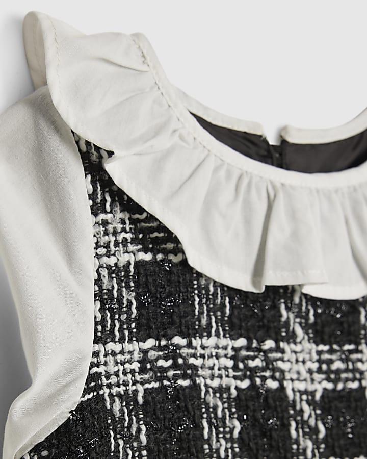 River Island Mini Girls Black Boucle Peplum Top