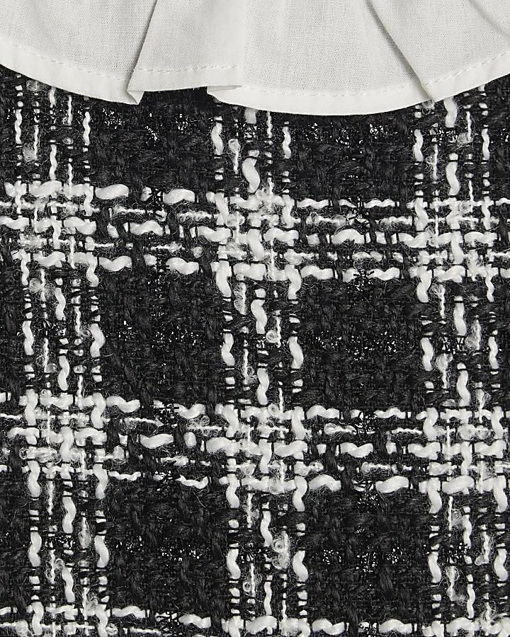 river island Mini Girls Black Boucle Peplum Top