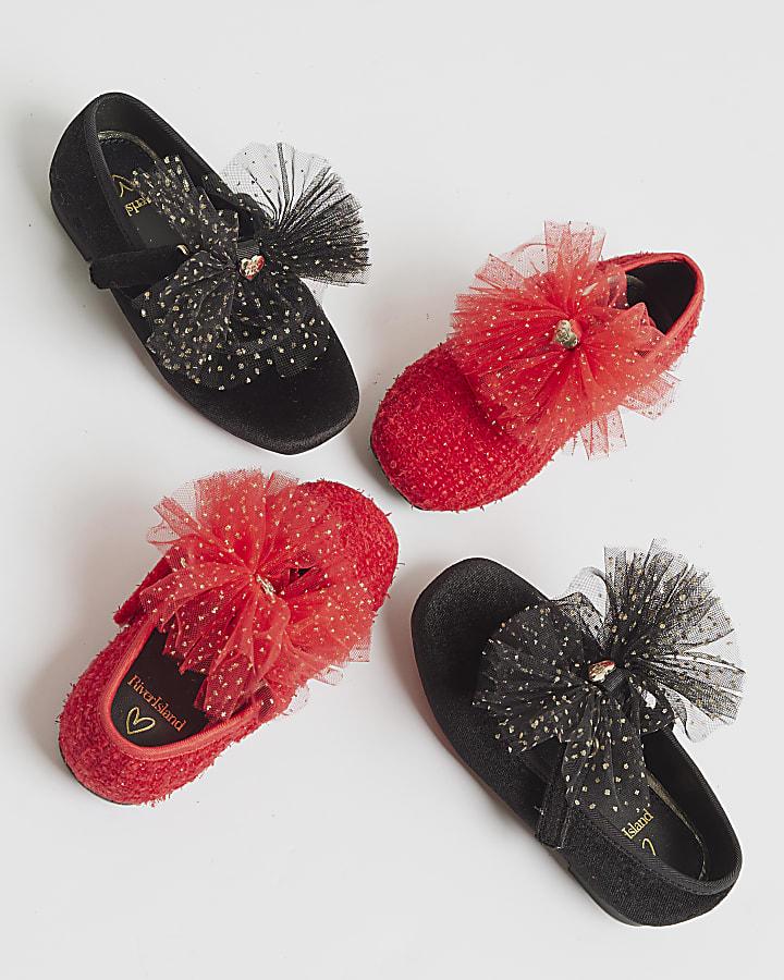river island Mini Girls Black Organza Bow Shoes