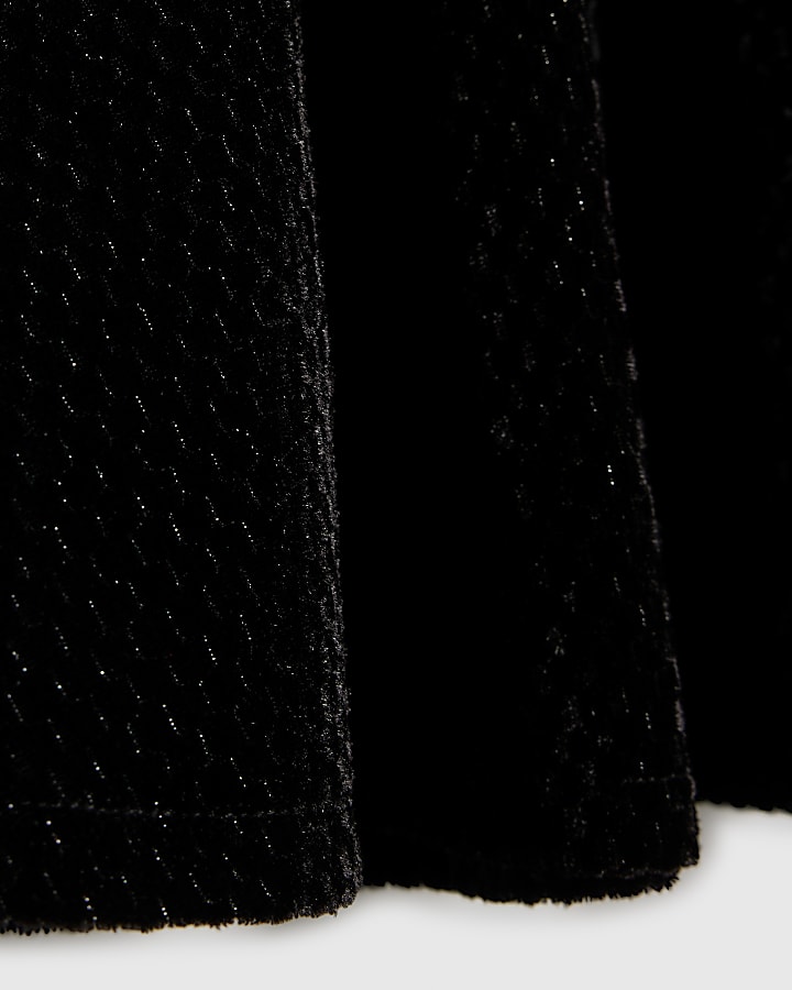 river island Mini Girls Black Velvet Bow Dress