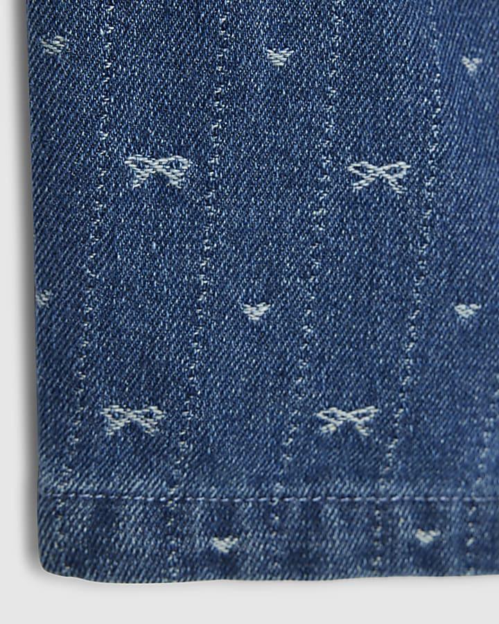 River Island Mini Girls Blue Bow Barrel Jeans