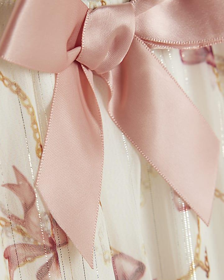 river island Mini Girls Cream Chiffon Bow Dress