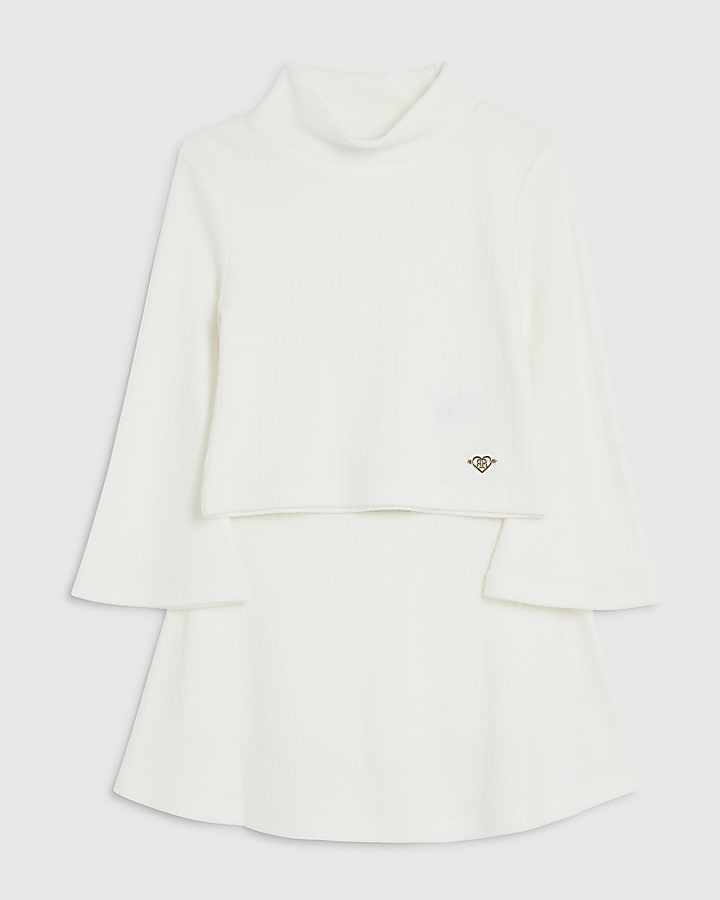 River Island Mini Girls Cream Cosy Skort Set
