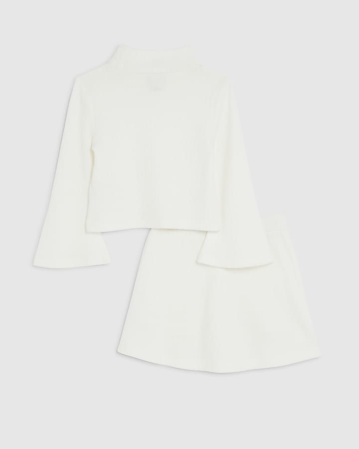 River Island Mini Girls Cream Cosy Skort Set