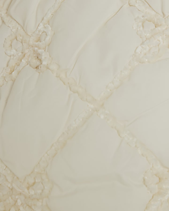 river island Mini Girls Cream Faux Fur Padded Coat