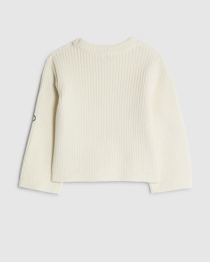 River Island Mini Girls Cream Ladybird Lips Jumper