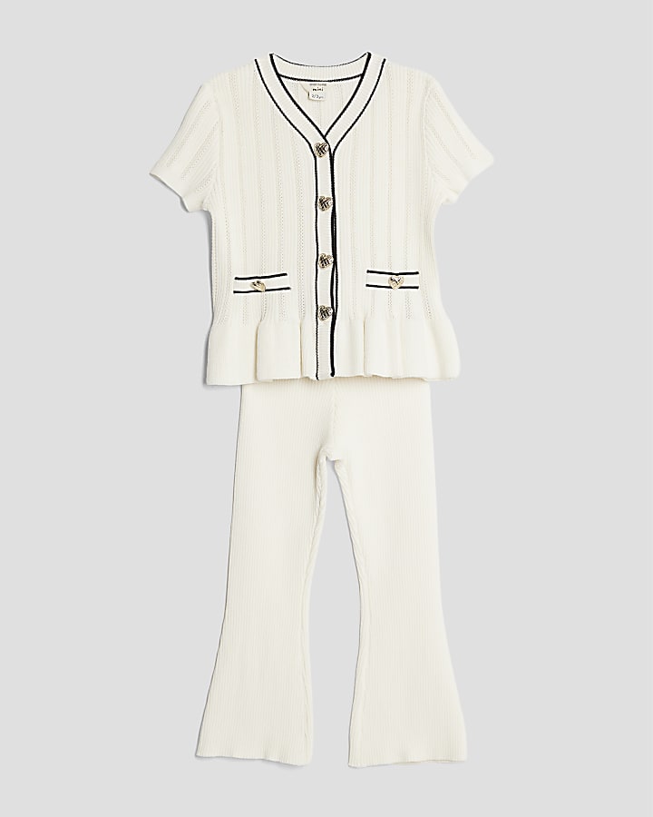 River Island Mini Girls Cream Peplum Waistcoat Set