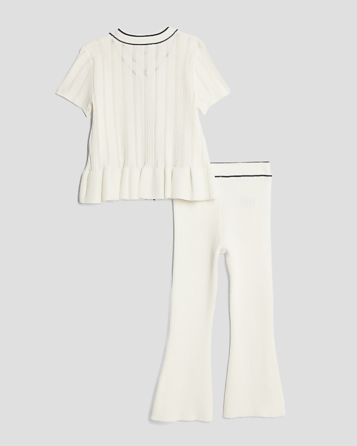 River Island Mini Girls Cream Peplum Waistcoat Set