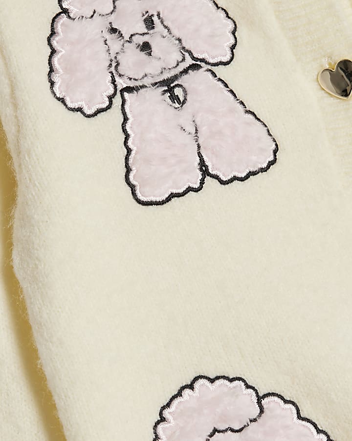 River Island Mini Girls Cream Poodle Cardigan Set