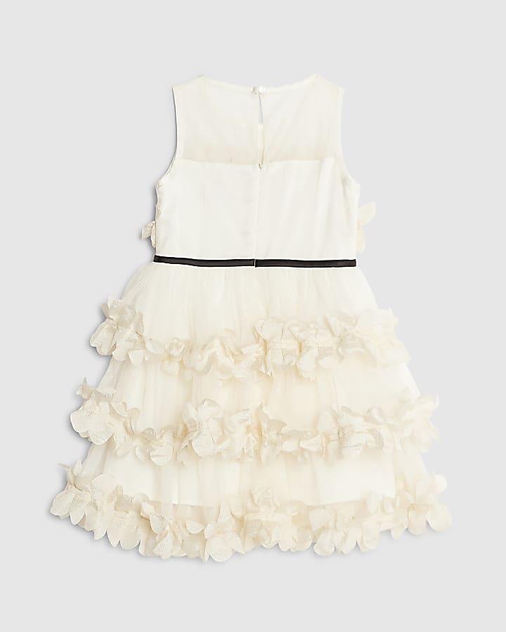 River Island Mini Girls Cream Tiered Tulle Dress