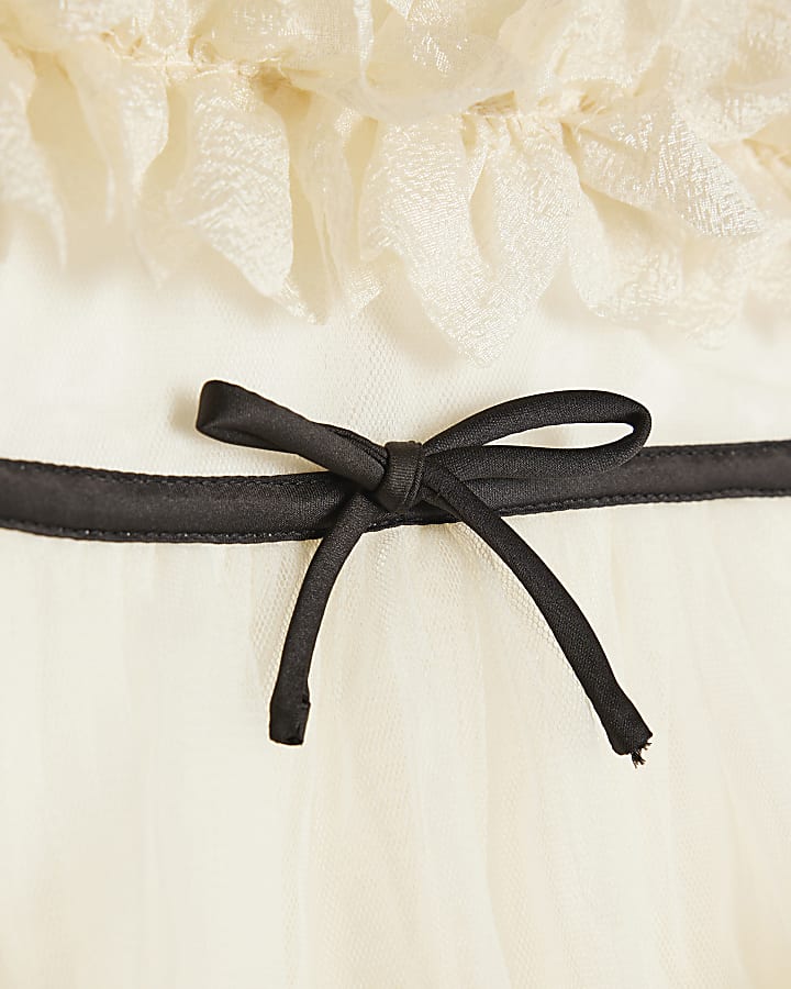 River Island Mini Girls Cream Tiered Tulle Dress