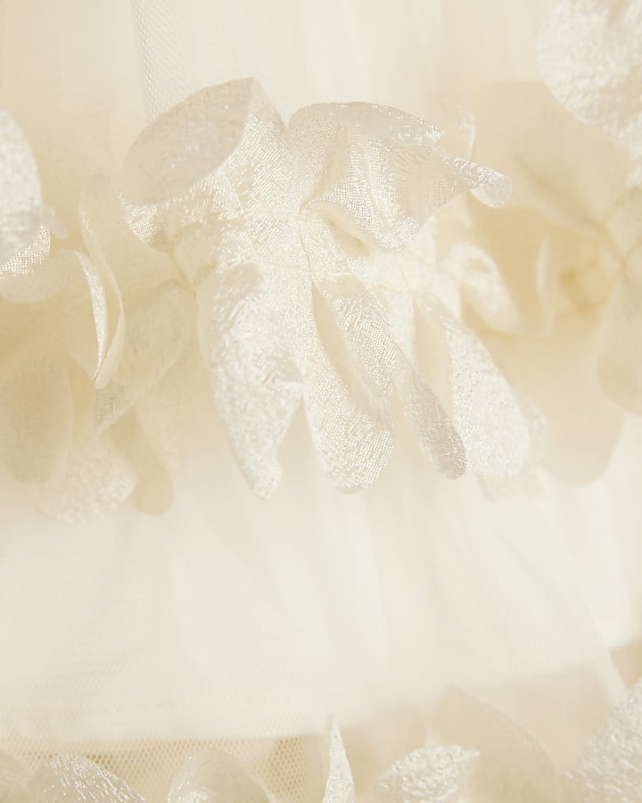 river island Mini Girls Cream Tiered Tulle Dress
