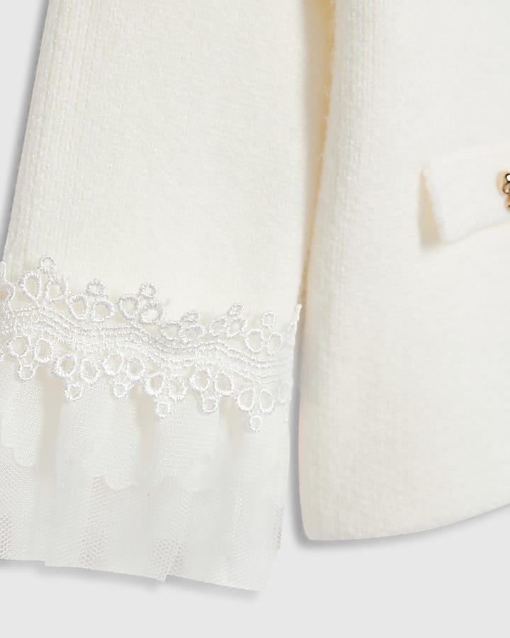 river island Mini Girls Cream Tulle Cardigan Set