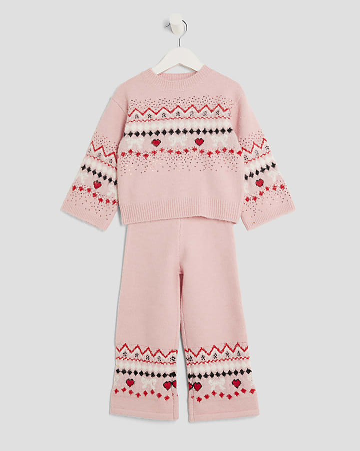 River Island Mini Girls Fairisle Jumper Set