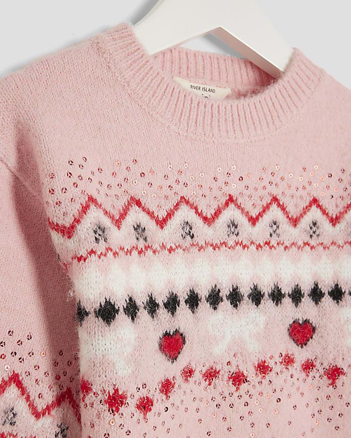river island Mini Girls Fairisle Jumper Set