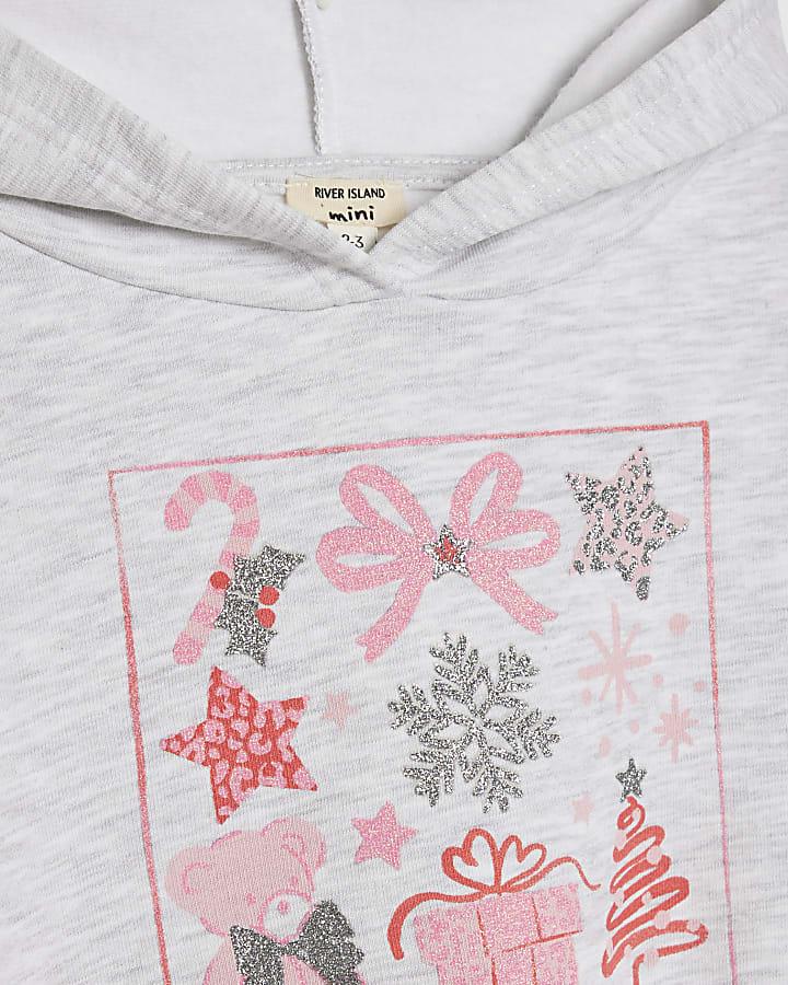 River Island Mini Girls Grey Christmas Box Hoodie