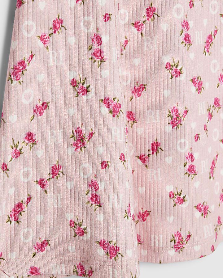 River Island Mini Girls Pink Floral Collar Dress