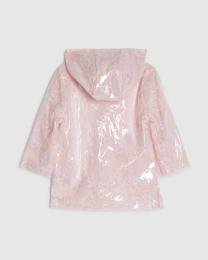River Island Mini Girls Pink Floral Raincoat