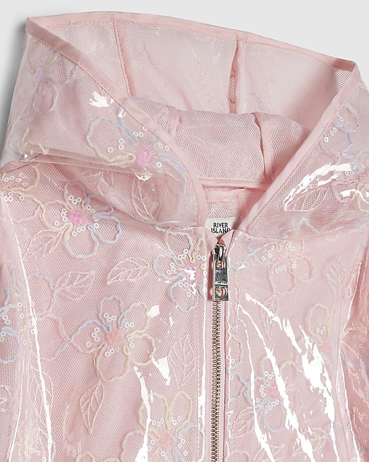 River Island Mini Girls Pink Floral Raincoat
