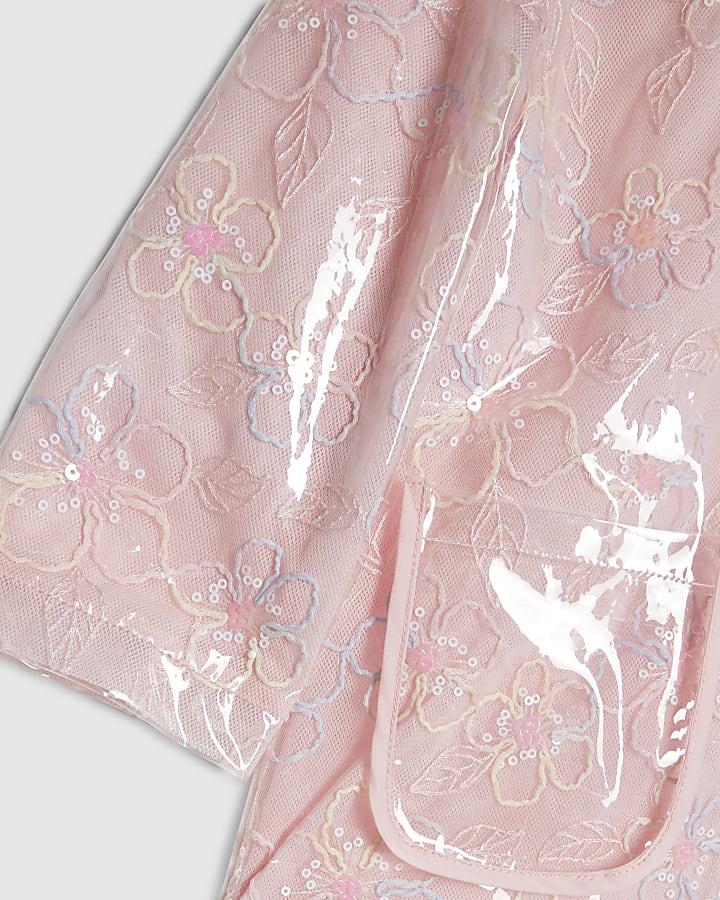 river island Mini Girls Pink Floral Raincoat