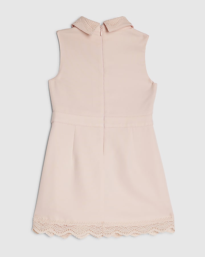 River Island Mini Girls Pink Lace Collar Dress