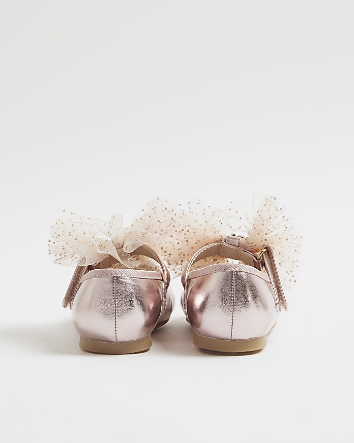 River Island Mini Girls Pink Organza Bow Shoes