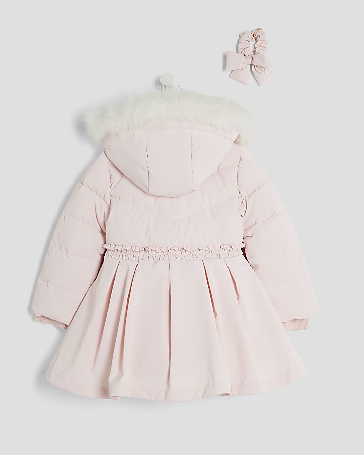 River Island Mini Girls Pink Padded Skirt Coat