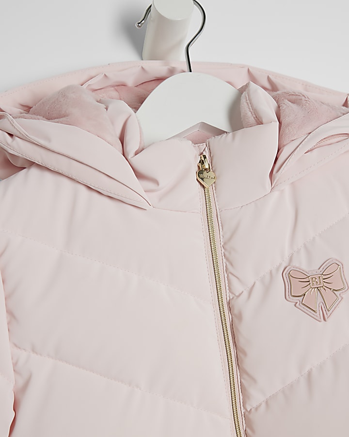 River Island Mini Girls Pink Padded Skirt Coat