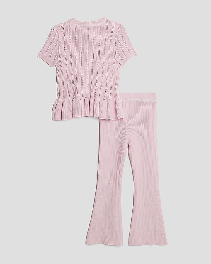 River Island Mini Girls Pink Peplum Waistcoat Set