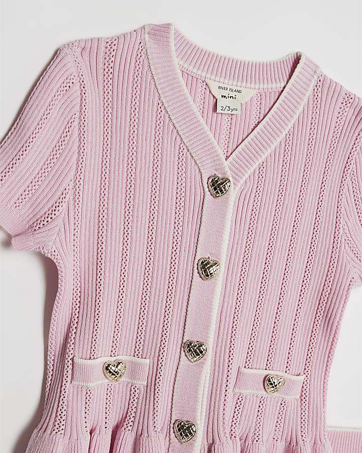 River Island Mini Girls Pink Peplum Waistcoat Set