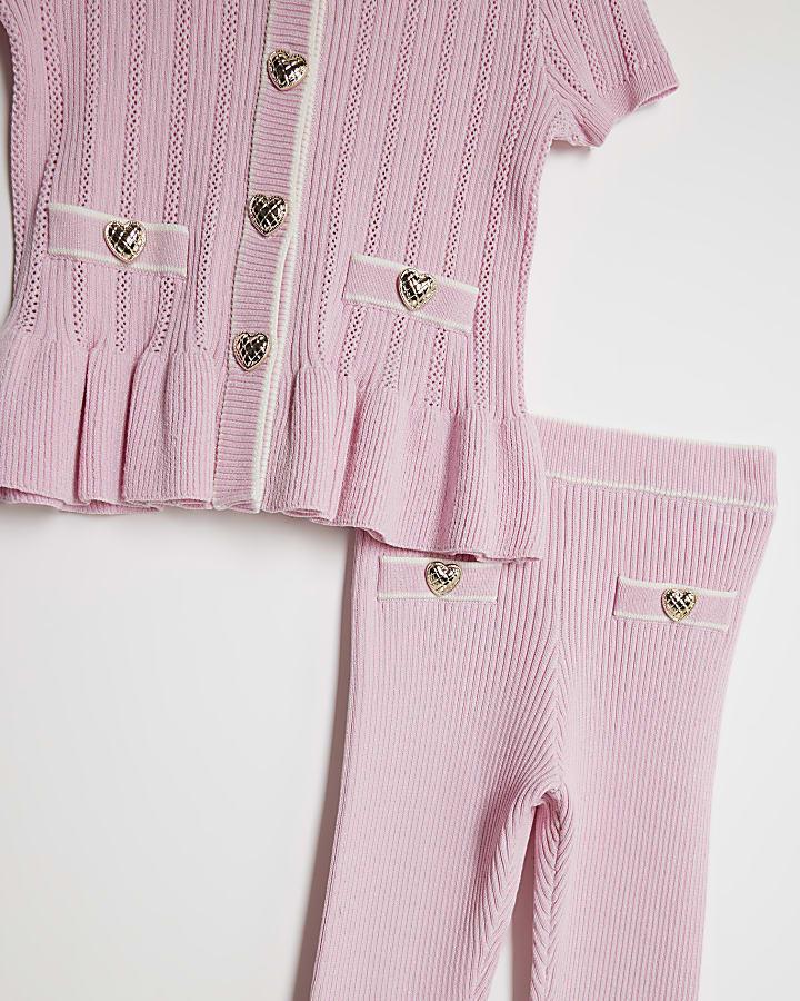 River Island Mini Girls Pink Peplum Waistcoat Set