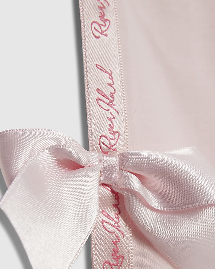 river island Mini Girls Pink RI Bow T-Shirt Set