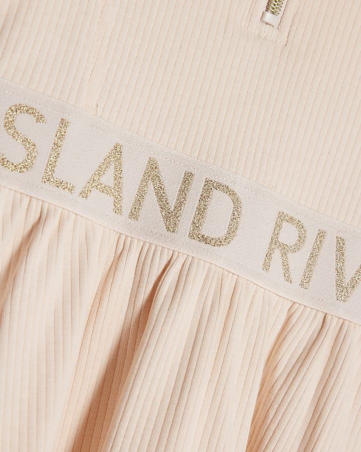 river island Mini Girls Pink RI Ribbed Dress