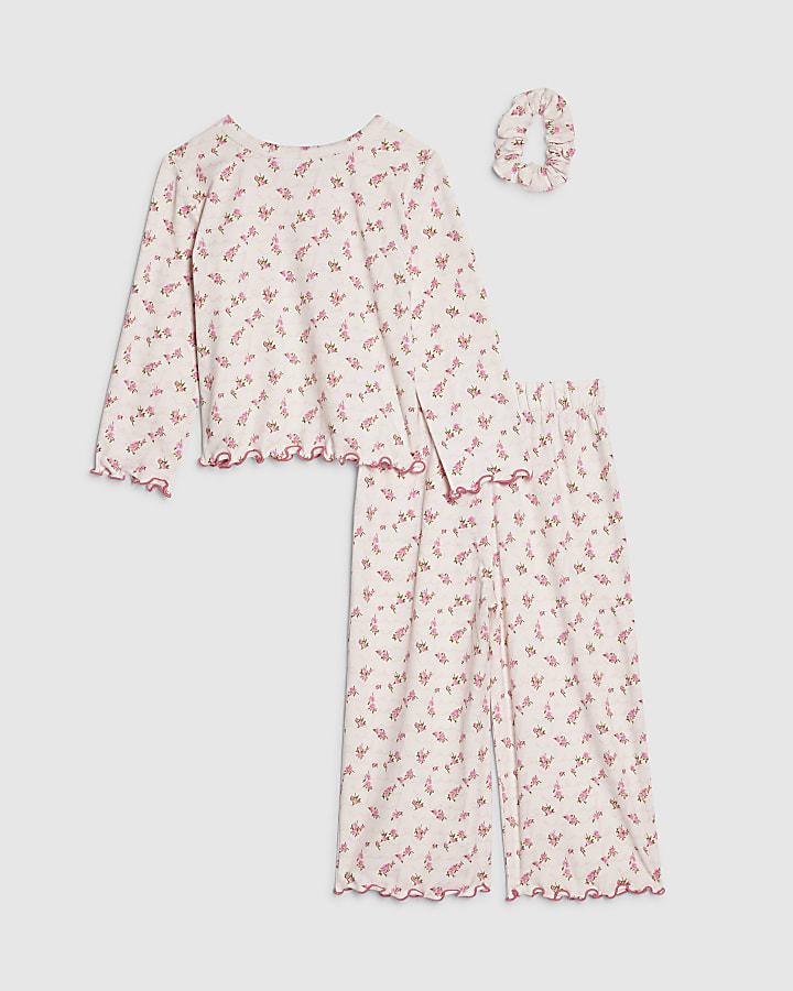River Island Mini Girls Pink Rosebud Pyjamas Set