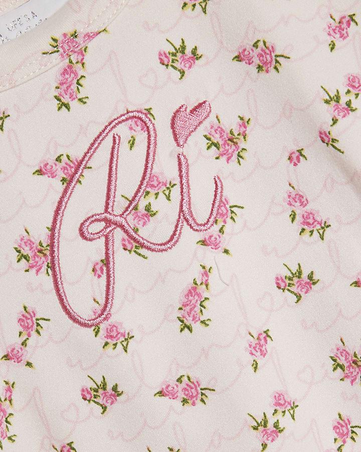 River Island Mini Girls Pink Rosebud Pyjamas Set