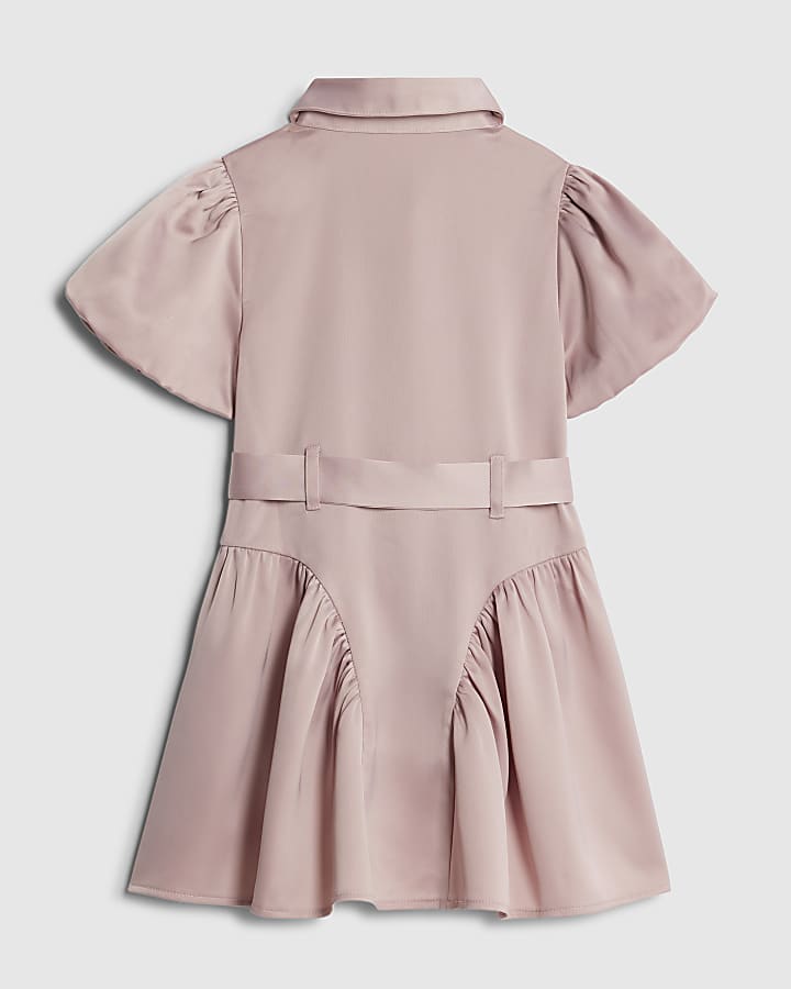 River Island Mini Girls Pink Satin Prom Dress