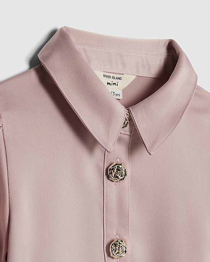 River Island Mini Girls Pink Satin Prom Dress