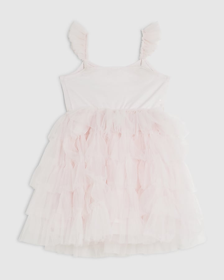 River Island Mini Girls Pink Sequin Tulle Dress
