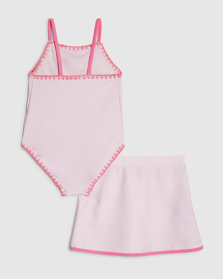 River Island Mini Girls Pink Starfish Swimsuit Set