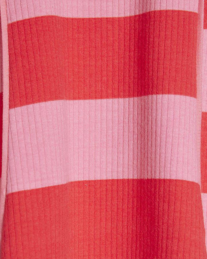 River Island Mini Girls Pink Stripe Bow Polo Dress