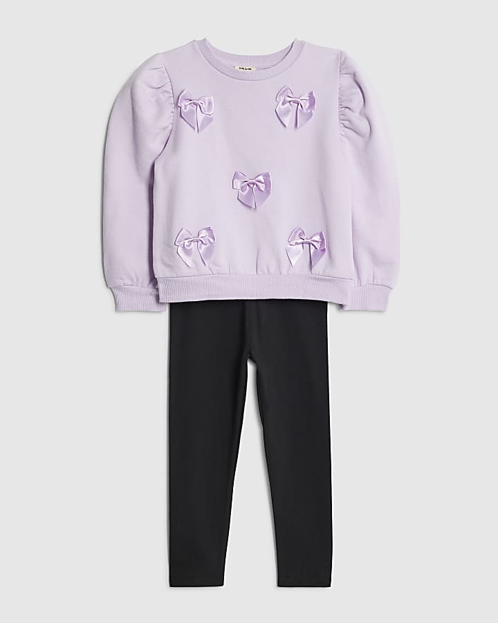 River Island Mini Girls Purple 3D Bow Sweatshirt