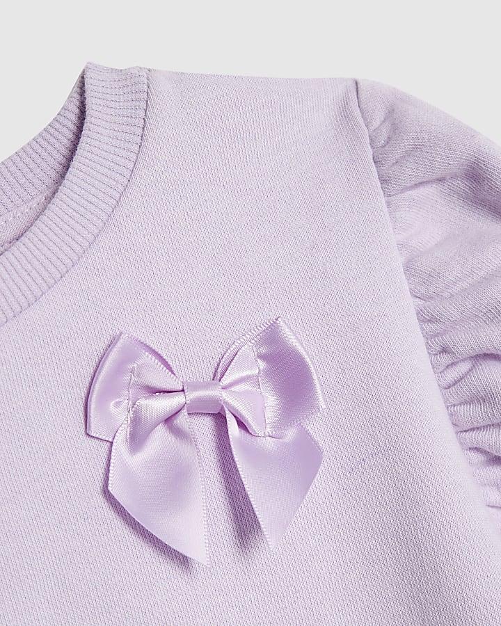River Island Mini Girls Purple 3D Bow Sweatshirt
