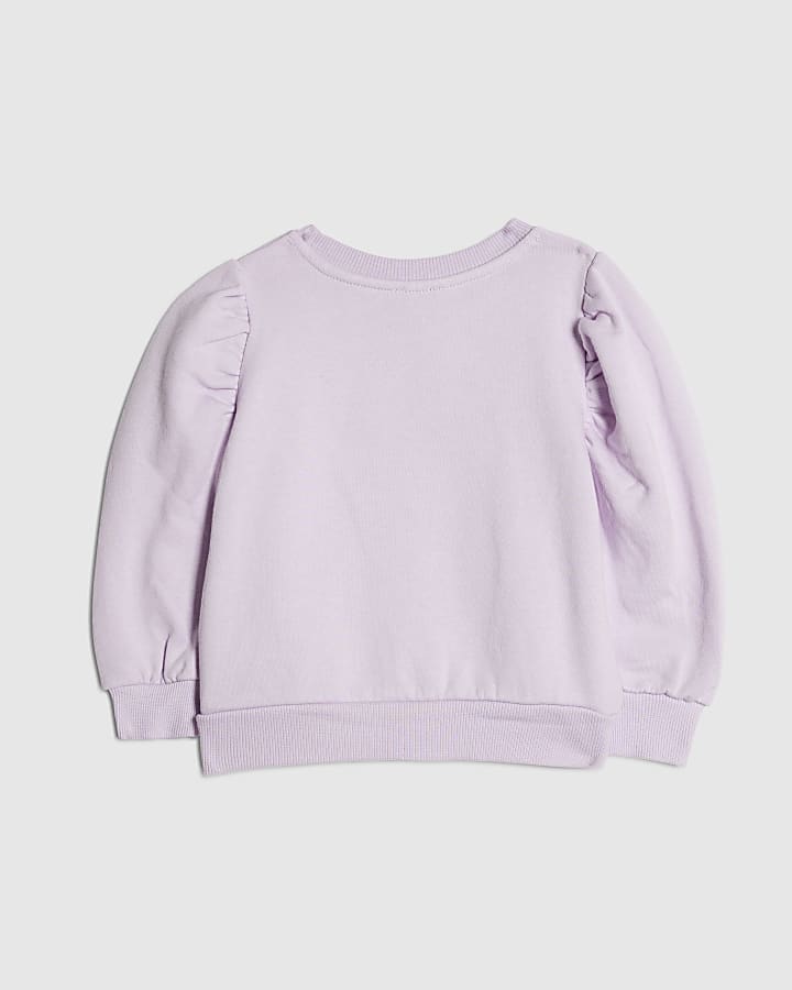 River Island Mini Girls Purple Bow Sweatshirt