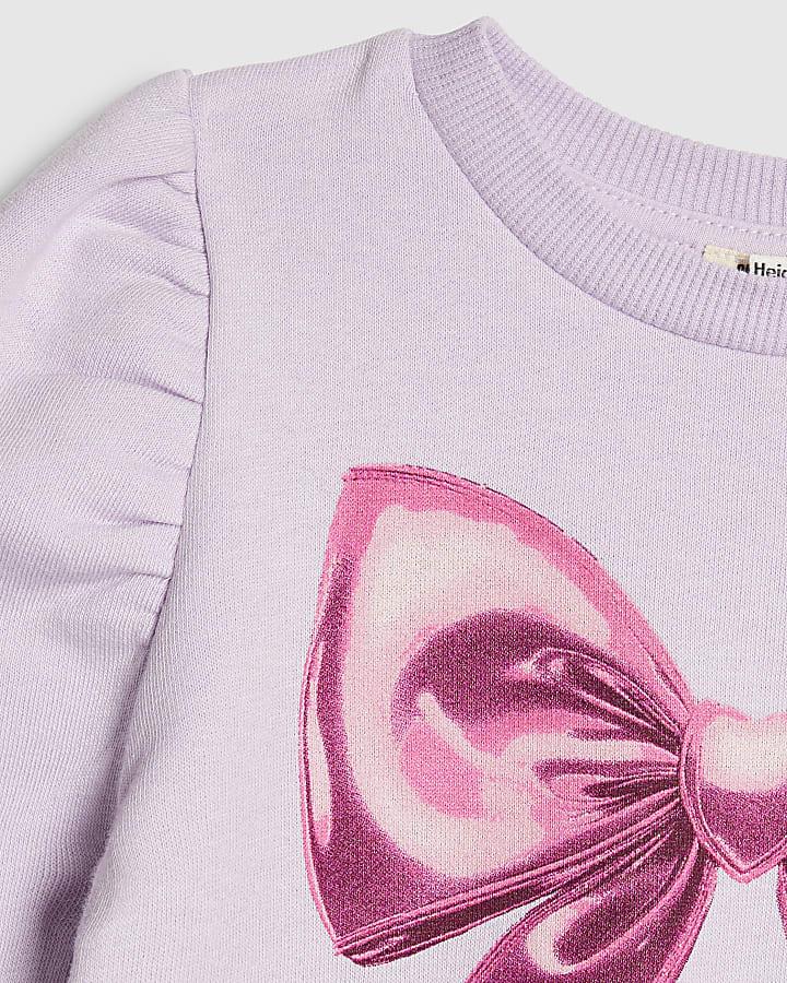 River Island Mini Girls Purple Bow Sweatshirt