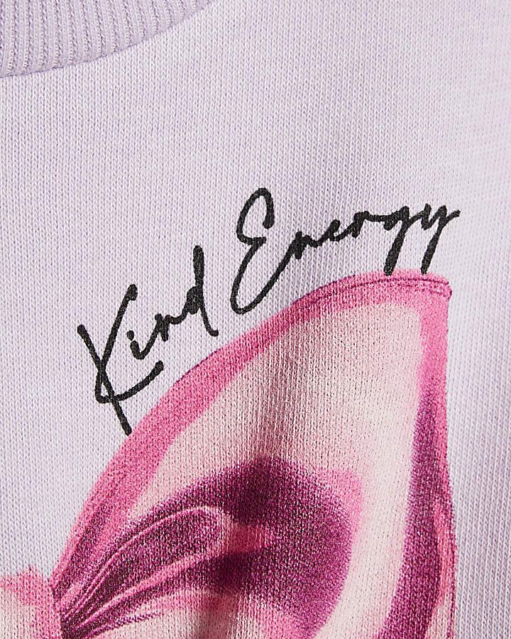 River Island Mini Girls Purple Bow Sweatshirt